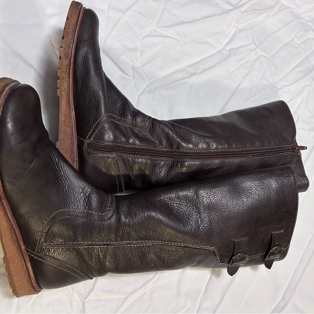 Wonders Women's Dark Brown Leather Heeled Boots